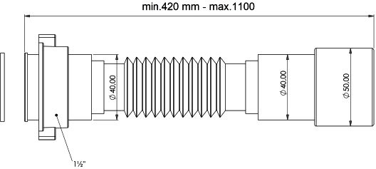 Гофра для раковины EWRIKA 85001 85036-1100 40 мм, полипропилен