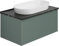 Тумба с раковиной La Fenice Terra 80 подвесная, grigio, столешница черный мрамор, раковина белая матовая
