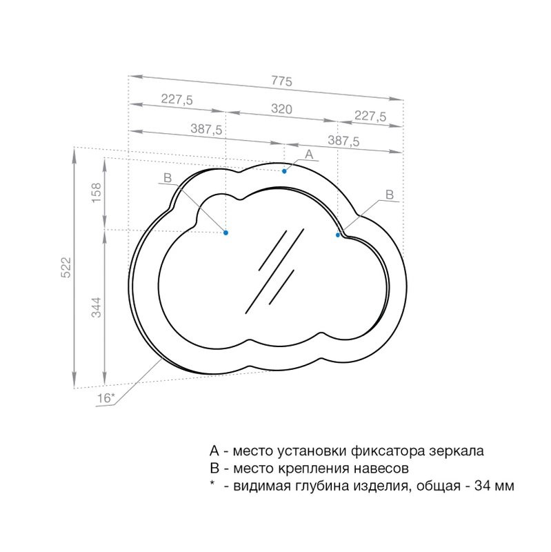 Зеркало AQUATON Каспер Облако 77x52 белое матовое
