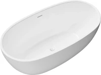Акриловая ванна Grossman Classic GR-2503M 170x85 см, отдельностоящая, белая матовая, овальная, с каркасом, со сливом-переливом