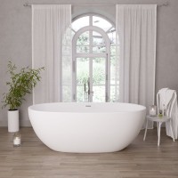 Акриловая ванна Grossman Classic GR-2503M 170x85 см, отдельностоящая, белая матовая, овальная, с каркасом, со сливом-переливом