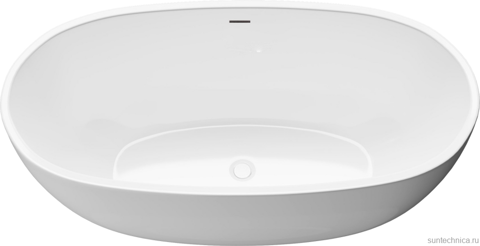 Акриловая ванна Grossman Classic GR-2503M 170x85 см, отдельностоящая, белая матовая, овальная, с каркасом, со сливом-переливом