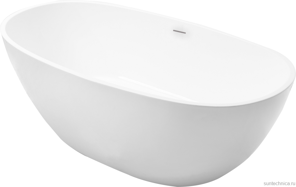 Акриловая ванна Grossman Classic GR-2503M 170x85 см, отдельностоящая, белая матовая, овальная, с каркасом, со сливом-переливом