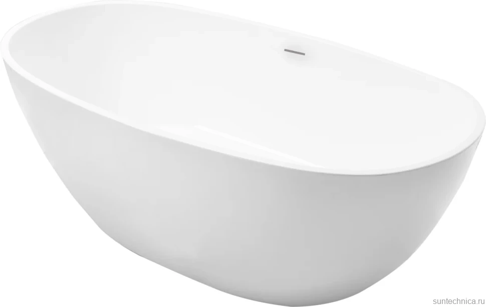 Акриловая ванна Grossman Classic GR-2503M 170x85 см, отдельностоящая, белая матовая, овальная, с каркасом, со сливом-переливом