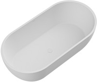 Ванна из искусственного камня Cezares Stylus Solid Surface 160x80 см, отдельностоящая, матовая белая, овальная, со сливом-переливом, с донным клапаном