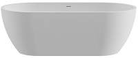 Ванна из искусственного камня Cezares Stylus Solid Surface 160x80 см, отдельностоящая, матовая белая, овальная, со сливом-переливом, с донным клапаном