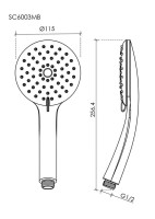 Душевая лейка Sancos Lotus SC6003MB черный матовый 3 режима