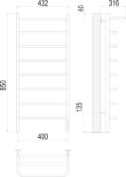 Полотенцесушитель электрический Terminus Полка П8 400*850