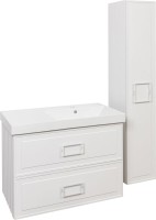 Тумба с раковиной La Fenice Cubo Twin 90 R bianco, ручки белые, раковина Cubo 90 R
