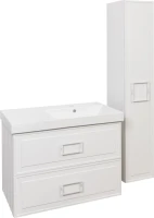 Тумба с раковиной La Fenice Cubo Twin 90 R bianco, ручки белые, раковина Cubo 90 R