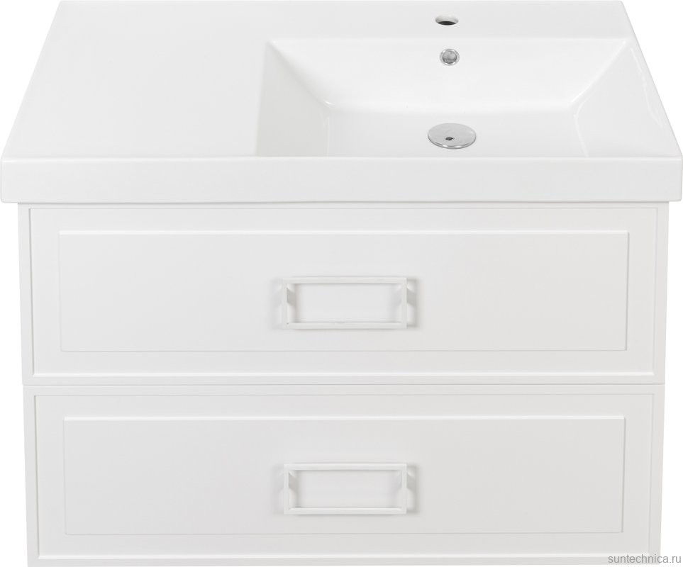 Тумба с раковиной La Fenice Cubo Twin 90 R bianco, ручки белые, раковина Cubo 90 R