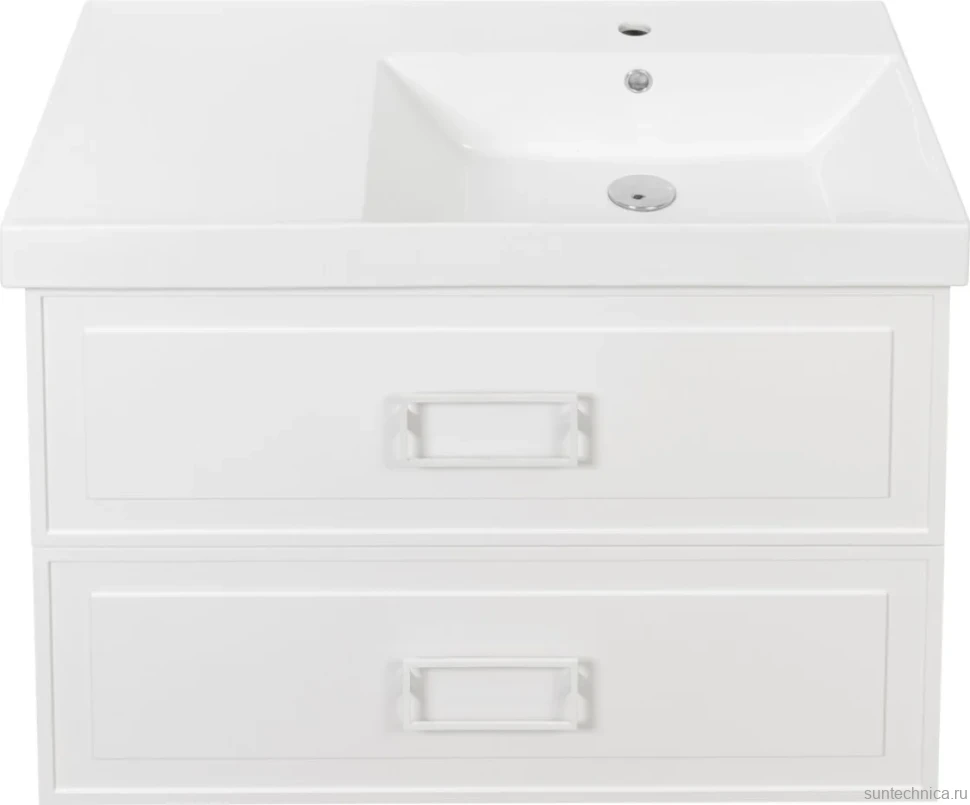 Тумба с раковиной La Fenice Cubo Twin 90 R bianco, ручки белые, раковина Cubo 90 R