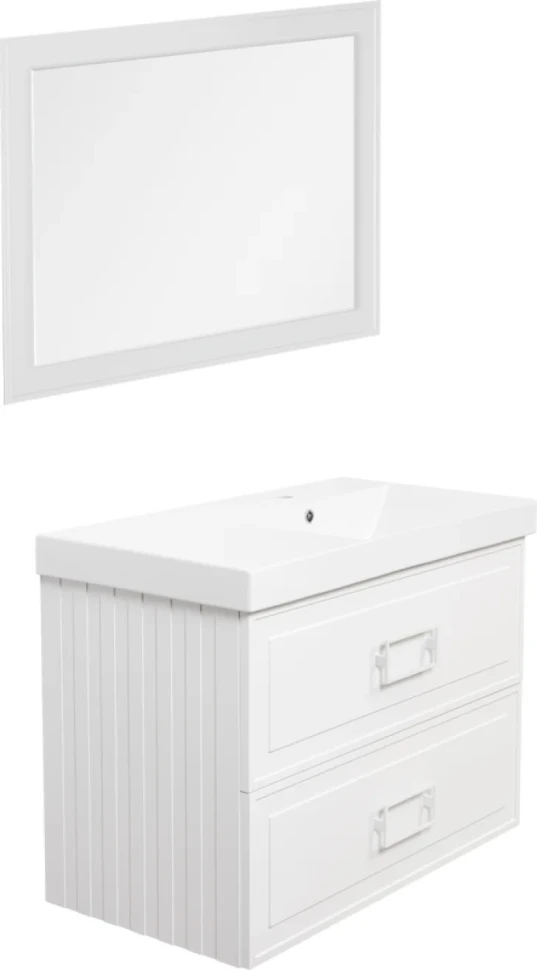 Тумба с раковиной La Fenice Cubo Twin 90 R bianco, ручки белые, раковина Cubo 90 R