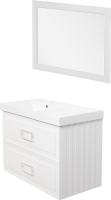 Тумба с раковиной La Fenice Cubo Twin 90 R bianco, ручки белые, раковина Cubo 90 R