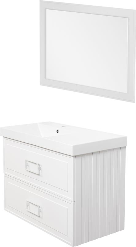 Тумба с раковиной La Fenice Cubo Twin 90 R bianco, ручки белые, раковина Cubo 90 R