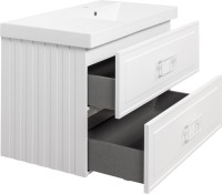 Тумба с раковиной La Fenice Cubo Twin 90 R bianco, ручки белые, раковина Cubo 90 R