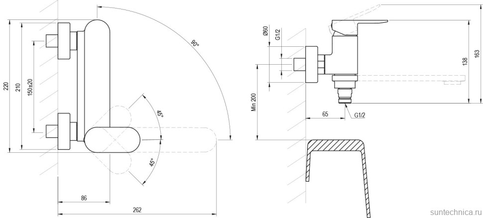Смеситель для ванны с душем Ravak Chrome II CR II 022.00BL матовый черный