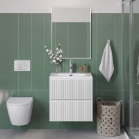 Тумба с раковиной BelBagno Uno-mini 60 подвесная, 2 ящика, bianco opaco