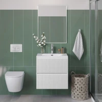 Тумба с раковиной BelBagno Uno-mini 60 подвесная, 2 ящика, bianco opaco