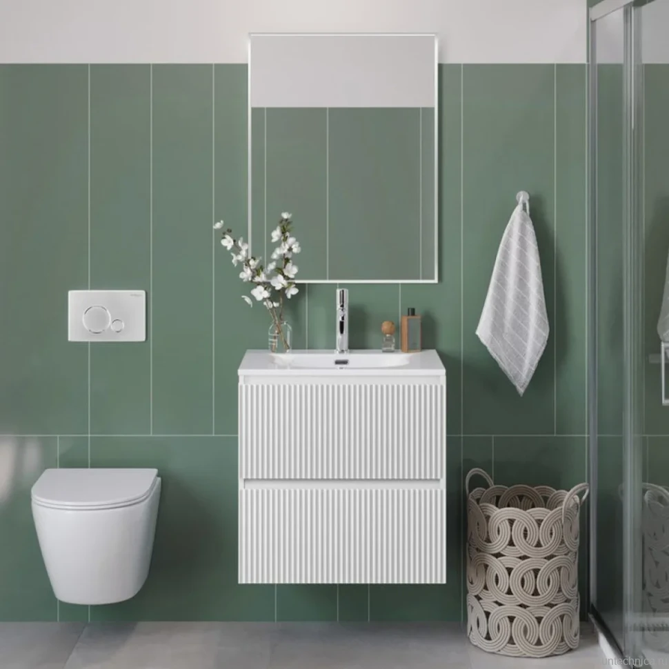 Тумба с раковиной BelBagno Uno-mini 60 подвесная, 2 ящика, bianco opaco