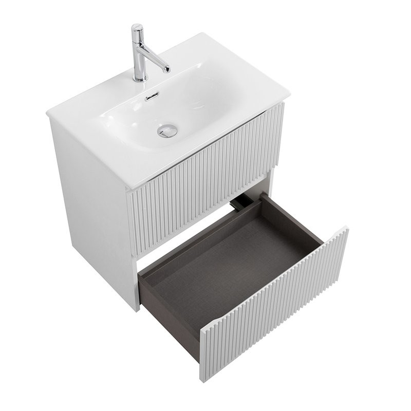 Тумба с раковиной BelBagno Uno-mini 60 подвесная, 2 ящика, bianco opaco