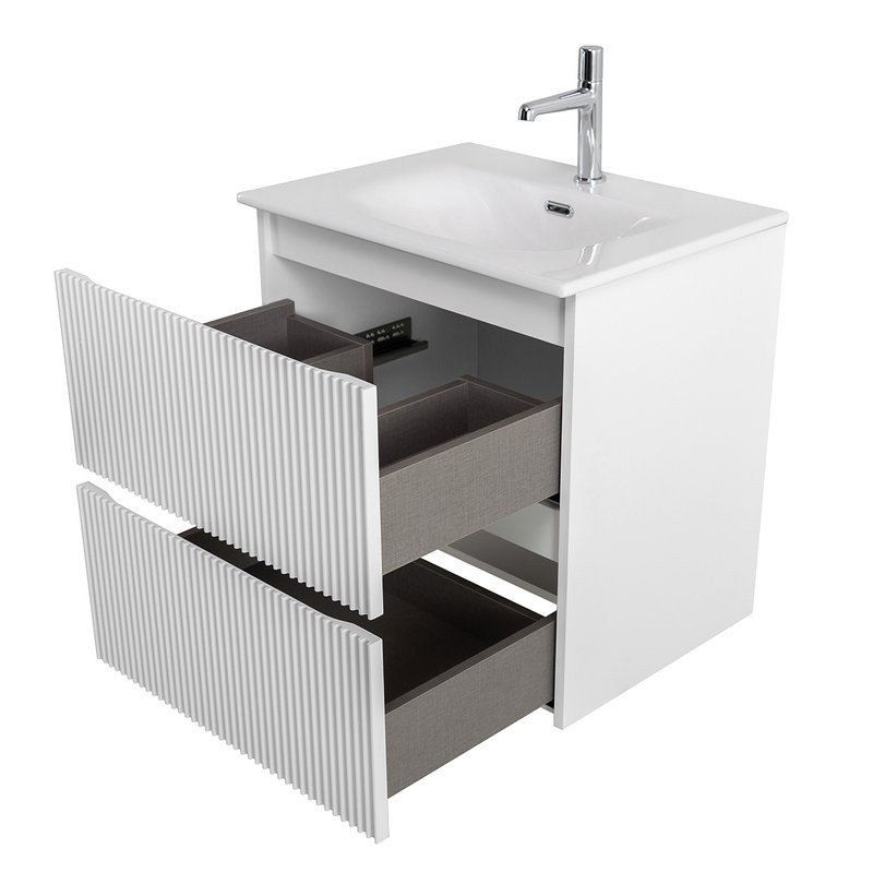 Тумба с раковиной BelBagno Uno-mini 60 подвесная, 2 ящика, bianco opaco