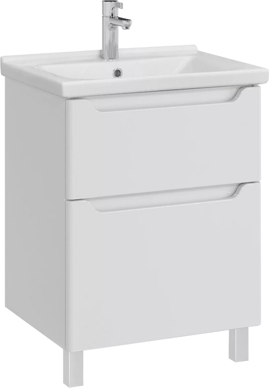 Тумба с раковиной SanStar Lanciano 60 напольная, белая, раковина Миранда 60