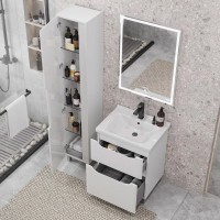 Тумба с раковиной SanStar Lanciano 60 напольная, белая, раковина Миранда 60