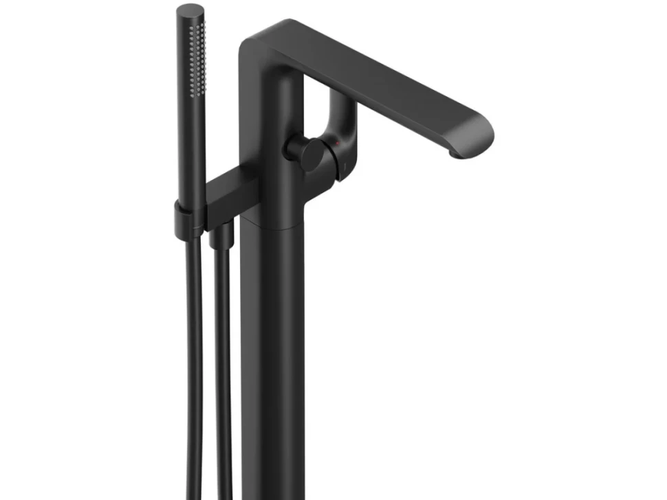 Напольный смеситель для ванны с душем Ravak Flat FL 080.20BL.RB07A черный