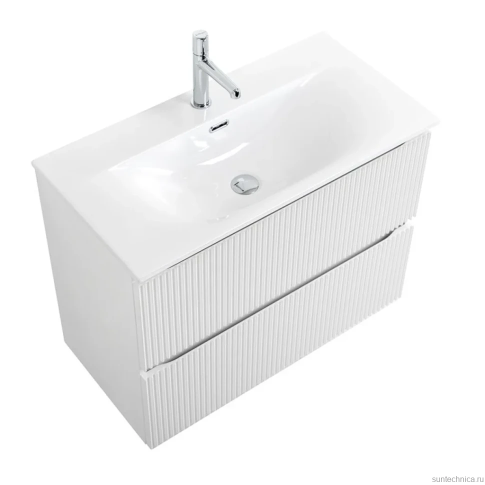 Тумба с раковиной BelBagno Uno-mini 90 подвесная, 2 ящика, bianco opaco