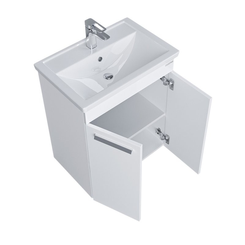 Тумба под раковину без столешницы Grossman Neo 60 эмаль, с дверцами, глянцевая белая