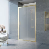 Душевая дверь в нишу Vegas Glass ZP Tur Novo 100 09 10 100 см, профиль золото, стекло сатин