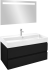 Тумба с раковиной Jacob Delafon Madeleine 100 черная матовая, раковина белая глянцевая