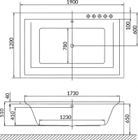 Акриловая ванна Excellent Crown Lux Ultra 190x120 см, встраиваемая, с гидромассажем, белая, с каркасом, для двоих, со сливом-переливом, фурнитура бронза