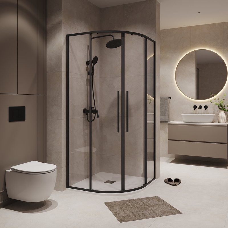 Душевой уголок Niagara Nova NG-6827-34BLACK 100x100, профиль черный матовый, стекло прозрачное