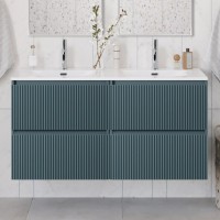 Мебель для ванной комнаты BelBagno Uno 120 подвесная, 4 ящика, матовая голубая