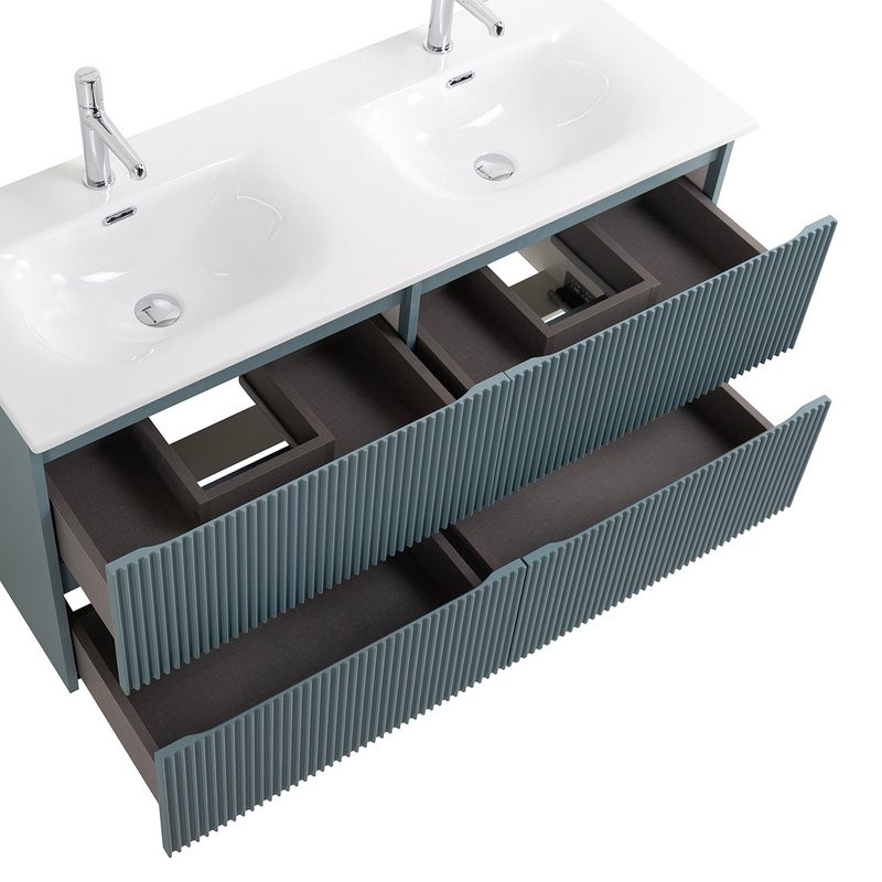 Мебель для ванной комнаты BelBagno Uno 120 подвесная, 4 ящика, матовая голубая