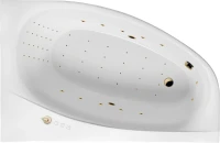 Акриловая ванна Excellent Kameleon Nano R 170x110 см, угловая, правая, встраиваемая, с гидромассажем, белая, асимметричная, с каркасом, со сливом-переливом, фурнитура золото