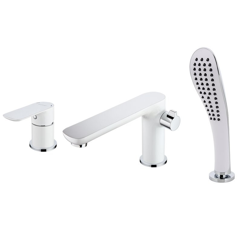 Смеситель для акриловой ванны 35к G1148 GAPPO (3 отв.) БЕЛЫЙ-ХРОМ