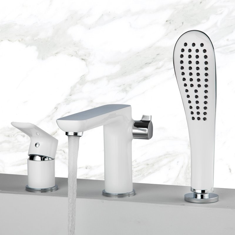 Смеситель для акриловой ванны 35к G1148 GAPPO (3 отв.) БЕЛЫЙ-ХРОМ