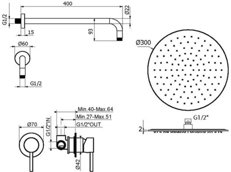 Душевой комплект Plumberia Selection Ixo KITXO01CRKING С ВНУТРЕННЕЙ ЧАСТЬЮ, хром