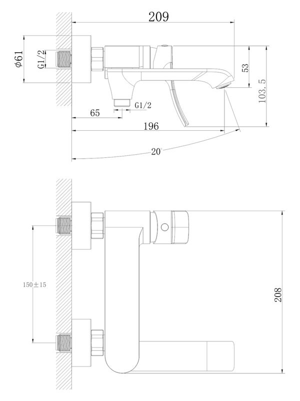 Смеситель для ванны с душем Haiba HB60553 хром