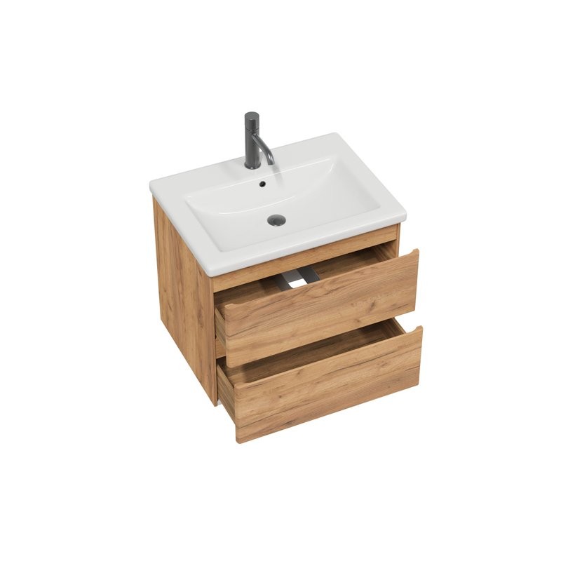 Тумба под раковину без столешницы SanStar Riana 60 подвесная, дуб крафт золотой