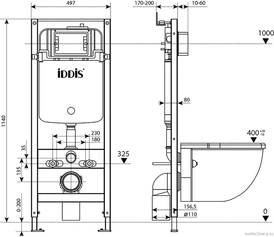 Система инсталляции для унитазов IDDIS Optima Home OPH00GCi32K с кнопкой смыва, хром