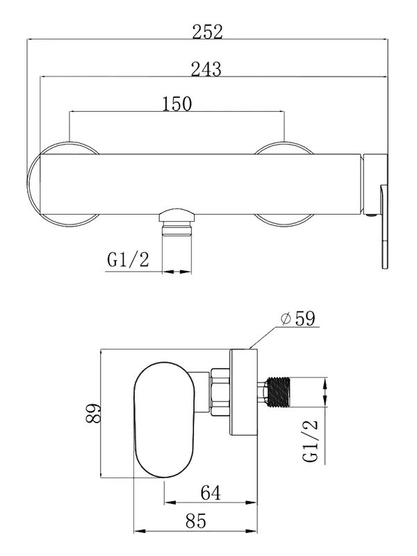Смеситель для душа Agger Sweet A2720055 оружейная сталь матовая