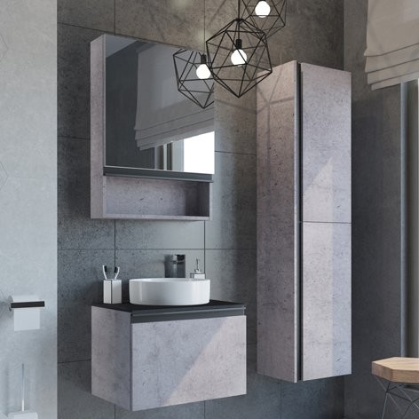 Мебель для ванной комнаты Comforty Эдинбург Эдинбург 60 подвесная, бетон светлый, раковина 9111