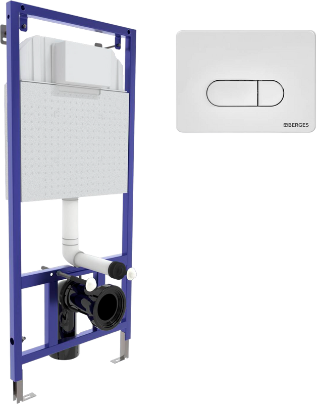 Система инсталляции для унитазов Berges Novum D4 с кнопкой смыва, белая soft touch