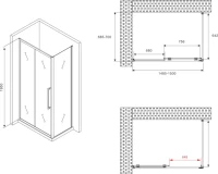 Душевой уголок Abber Schwarzer Diamant AG30150BMH-S70BM 150x70, профиль черный,  стекло матовое