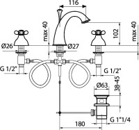 Смеситель для раковины Webert Ottocento OT750101010 золото