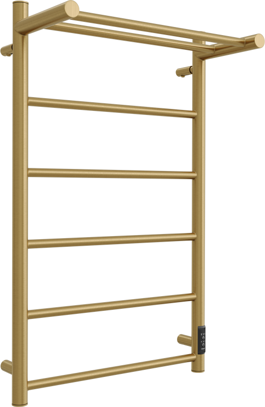 Полотенцесушитель электрический Двин Fj neo 80х50, матовое золото, с полкой